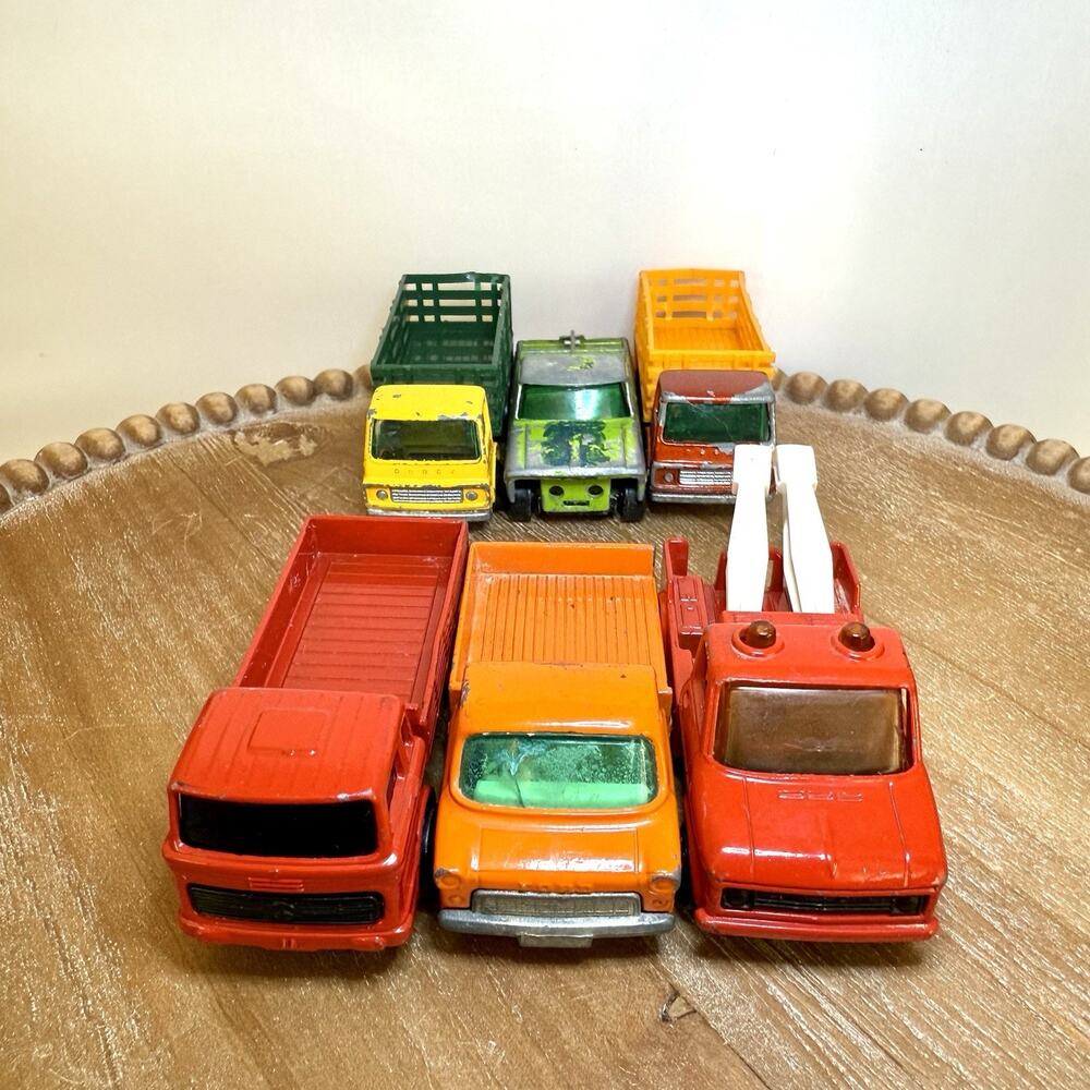 Vintage Lesney Superfast Matchbox Trucks - Tow Truck, Farm Trucks & Flatbed 1970